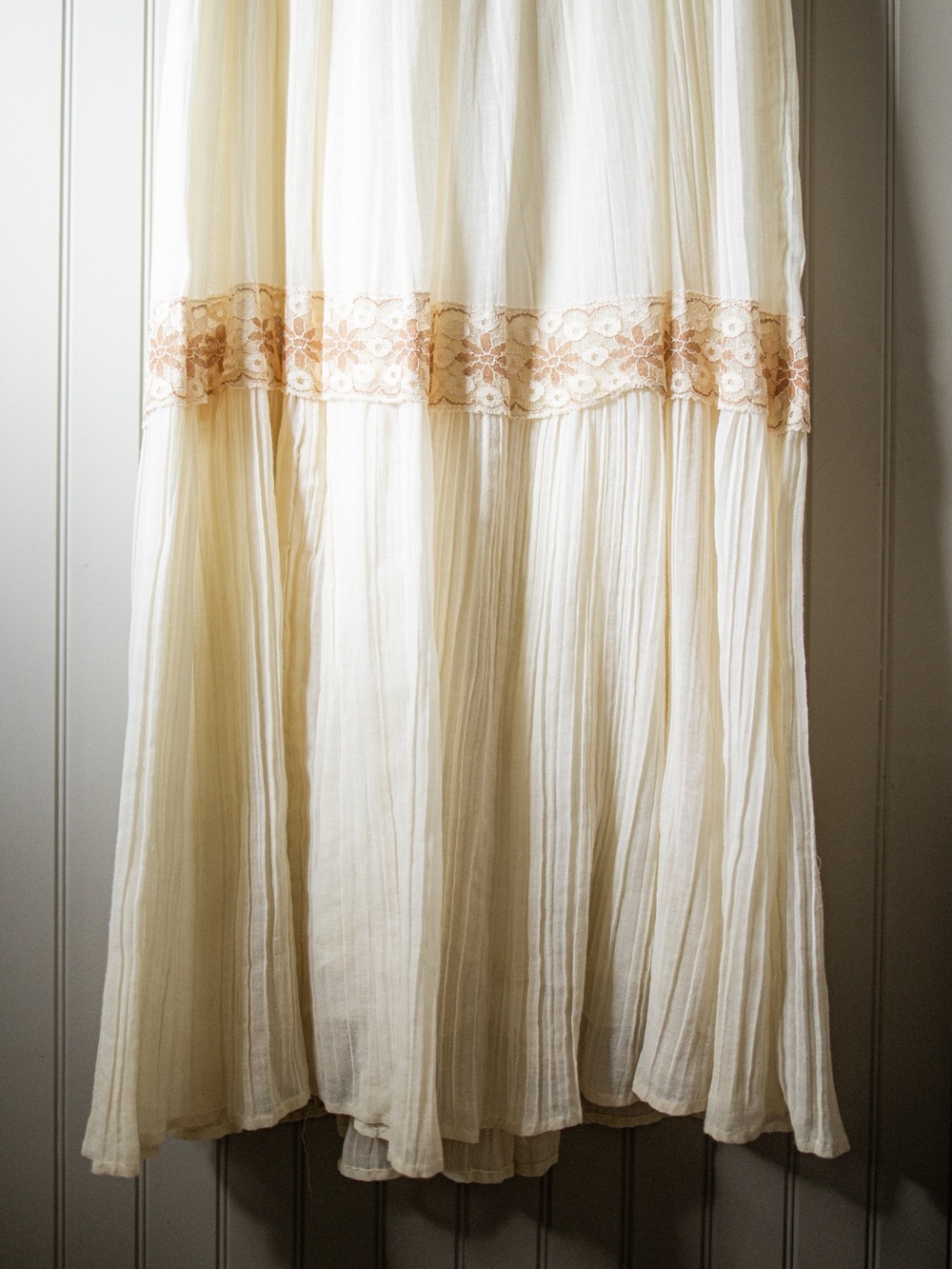 VTG 70s Roberta California Prairie Maxi Dress Ivory Lace Cottagecore Boho - Picture 14 of 16
